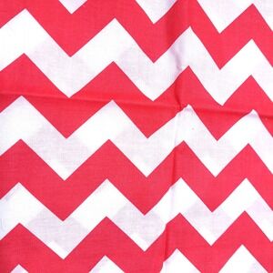 Vintage ITC Fabrics Hot Pink‎ White Chevron Zig Zag Cotton Fabric 24in x 44in